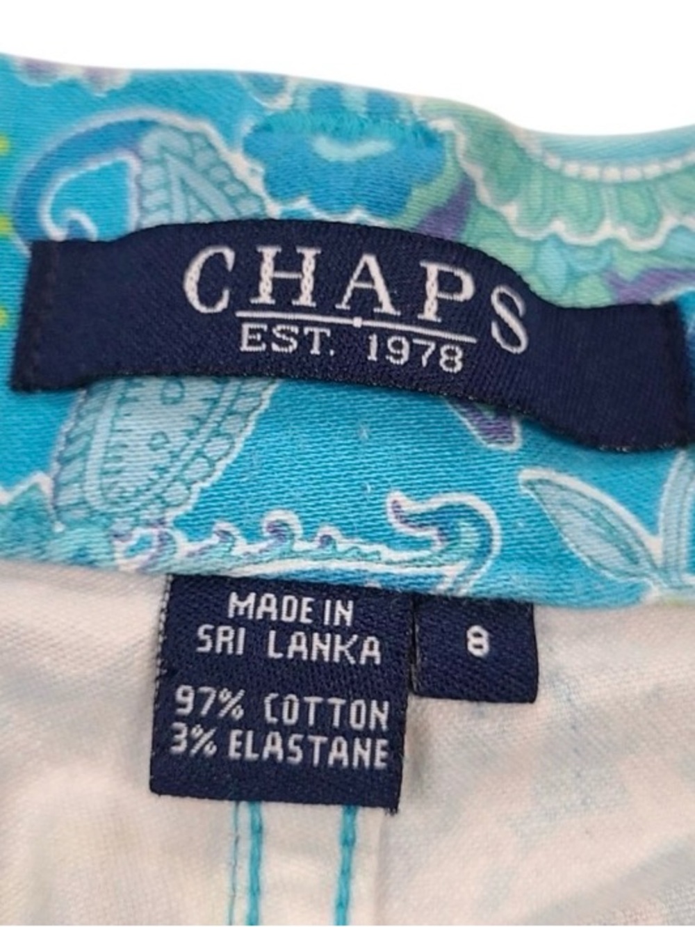 Chaps Turquoise Paisley Cropped Pants